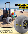 Beach Wagon With 12 Inch Massive Wheels For Sand And All Terrain Hauling, Heavy Duty Foldable Cart With Balloon Tires