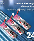 450mAh LiPo batteries for One S 75mm Micro FPV Whoop Drone With Brushless Motors And Five In One AIO Flight Controller