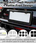 Slick Real Carbon Fiber License Plate Frame 2 Hole Slim Black Gloss Car Tag Holder Rust Proof Rattle Free Badge Mount with screws.