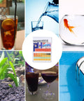 PH Test Strips 0-14 With 0.5 Accuracy, 100 Count in use with drinks, water, fishbowl, aquarium, pool for pH levels check