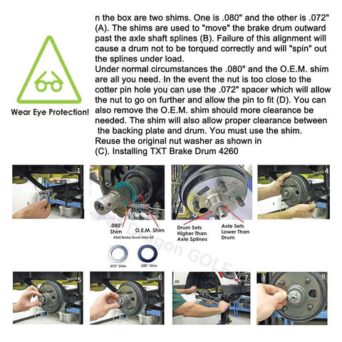 OEM Style Brake Drum Hub Assembly For EZGO TXT Golf Carts Includes All Mounting Bolts For 1982 Up Electric And Gas Models Built Tough As Nails For Straight Up Reliable Braking during installation.