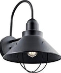 Coastal Black Outdoor Wall Light In Aluminum, 12 Inch Wide By 16.5 Inch Tall, 1 Light Exterior Fixture, Wet Rated For Outdoor Entry
