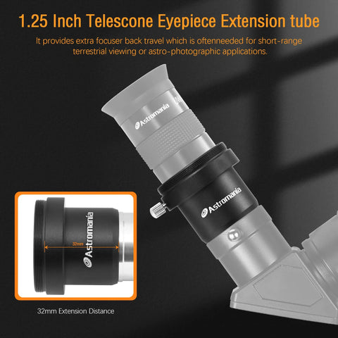 1.25 Inch Universal T Adapter Eyepiece Extension Tube With Filter Thread For Prime Focus Astrophotography Metal Body CNC
