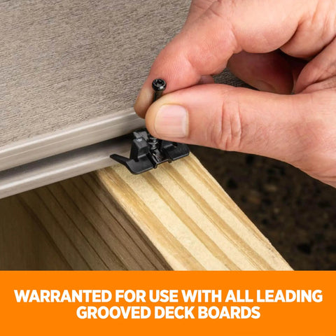 Hidden Deck Fasteners 900 Count Set With One Pass Clip System For Grooved Composite PVC And Hardwood Boards installation