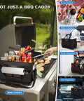 Large Grill Caddy With Hard Bottom And Paper Towel Holder All In One Outdoor BBQ Utensil Organizer on grill and picnic use
