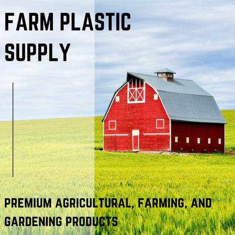 red barn surrounded by green fields, representing agricultural supply, Farm Plastic Supply products in farming.