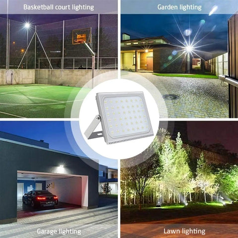 Low Profile 300W Led Flood Lights Tough As Nails Ip65 Waterproof Outdoor Security Fixture Smooth Heat Sink Design lighting basketball court, garden, garage, and lawn
