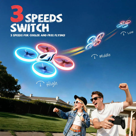 Easy To Fly RC Drone For Kids And Adults With 3 Batteries And 24 Minute Flight Time Anti Collision Quadcopter zooms in sky