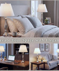 Brushed Steel Table Lamps Set Of 2 Traditional Accent Lights With LED Bulbs For Bedroom Living Room Office And Entryway