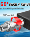 Three Eighth NPT Pressure Washer Swivel Fitting Anti Twist Connector 360 Degree Stainless Steel Male To Female For Hose And Gun Kink Free Joint Two Pack, 360° non-kink fitting