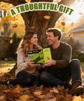 Couple holding Cordless Leaf Blower With Dual 4Ah Batteries And Charger in a garden during autumn