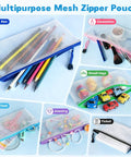 108 Pack Mesh Zipper Pencil Pouches Bulk Set, 9.5x4.5 Inch Waterproof Pencil Cases In 12 Colors For School Storage, travel or office