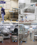 Tough As Nails Five Inch Stainless Steel Casters Smooth As Butter Polyurethane Wheels used on industrial carts in food processing.