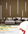 Living room with wood slat walls and Six Pack Wood Wall Panel LED Recessed Lighting Kit With Touch Switch Self Adhesive 3000K Warm White Light