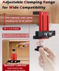 One Hand Hinge Installation Jig for Cabinet Doors A DIY Friendly Drilling Guide on upper cabinet with adjustable clamping range