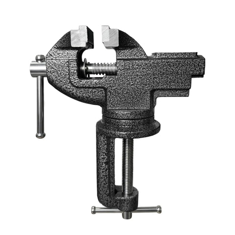 Heavy Duty Bench Vise With 360 Swivel Base Clamp On Mount For Woodworking And Metal Projects Featuring Kickass Non Slip Grip and universal table mounting rig