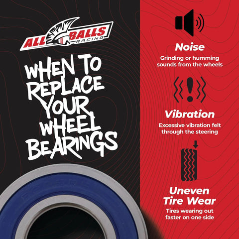 Infographic with tips on when to replace wheel bearings for Wheel Bearing Seal Kit 25-1092 for Yamaha Dirt Bikes.