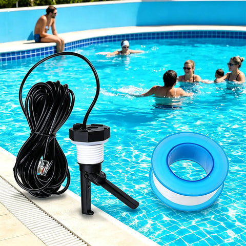 Flow Switch for Hayward Goldline Aquarite Salt Systems and Aqua Rite Pool Chlorine Generators, Reliable Flow Sensor for Hayward Salt Cells, 15 Ft Cable, No-Fuss DIY Replacement for Salt Cell Flow Switch, black cable and threaded sensor by pool