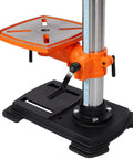 Base and metal table of a 12 Inch Benchtop Drill Press With Digital Readout And Variable Speed, Pro Grade Laser Guide.