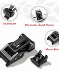 Jeep Hood Latches Aluminum Hood Catch For Wrangler JK JKU JL JLU Gladiator 2007 Through 2025 Pair, strong adjustable matte black.