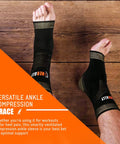 Copper Infused Ankle Support Sleeve With Gel Pads For Plantar Fasciitis And Sprained Ankles on feet, medium size