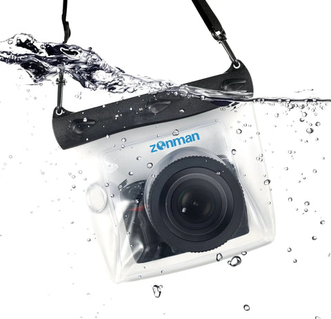Universal Waterproof DSLR Underwater Housing Case Pouch Bag For Canon Nikon Sony Pentax Cameras Fits Lenses Up To 13 Cm 5.12 Inches in water