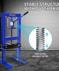 Heavy Duty 6 Ton Hydraulic Shop Press For Garage Work with stable structure, precision springs, and adjustable H frame setup.