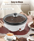 Electric Coffee Bean Roaster Machine With 1.1 Lb Capacity, Clear Cover And Stir Bar, shown on a tabletop with coffee beans