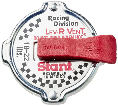 Top view of Safety Lever Radiator Cap With Built In Vent For Quick Pressure Release Keeps Coolant System Pressure No Fuss Install.