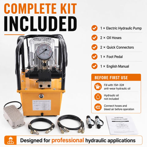 Heavy Duty 750W Electric Hydraulic Pump With Double Acting Design And Pedal Switch Cranking 10000PSI And Dead Accurate Pressure Gauge For Real Shop Work And No Hassle Operation