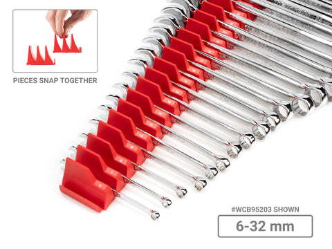 46-Piece Combination Wrench Set With Pro Grade Modular Organizers Inch And Millimeter Wrenches For Tight Spaces, red organizers