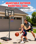 Father and daughter playing basketball with Kids Adjustable Basketball Hoop System Portable 3 To 7 Ft For Backyard Driveway Or Indoor Play