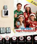 Two Pack Indoor Room Thermometer And Hygrometer With Real Time Temperature Humidity Readings Max Min Record Compact Desk Stand Smart No Fuss Home Office Nursery And Greenhouse Monitoring, black display