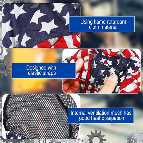 Eight Pack Reversible Welding Caps For Men And Women, Elastic Flame Resistant Cotton Welding Hat With Mesh Inside Liner closeup