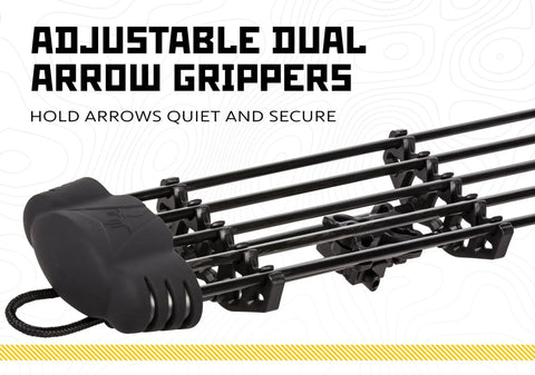 5 Spot Archery Arrow Quiver For Bow Black With Quick Detach Mount Adjustable Dual Arrow Grippers close-up view