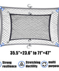 Heavy Duty Elastic Cargo Net For Folding Wagons And Utility Carts, Expandable From 35.5 By 23.6 Inches To 71 By 47 Inches