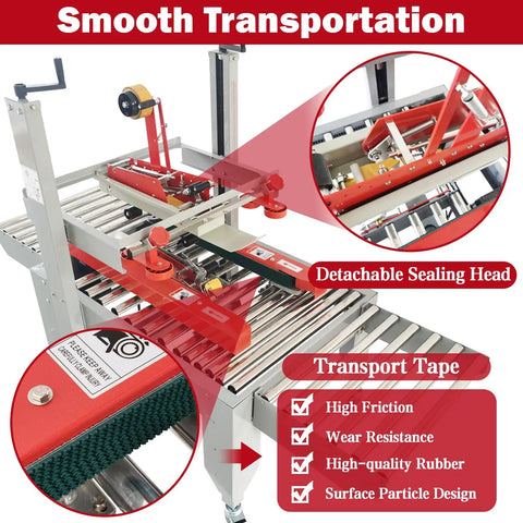 Fast As Heck Automatic Tape Sealer For Boxes Continuous Carton Packing Machine with detachable sealing head and transport tape.