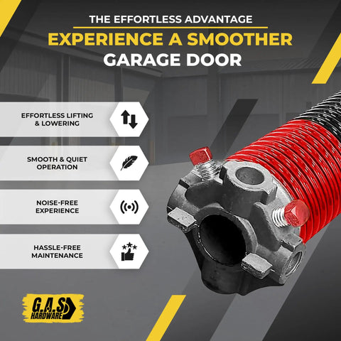 Left Side Garage Door Torsion Spring 225x1.75x31 With 1 Inch Nylon Bushing Winding Bars And Gloves Red Cone Finish