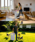 Tough As Nails Rolling Dog Feeder With Locking Casters, 25 Pound Heavy Duty Galvanized Steel Gravity Food Dispenser inside home