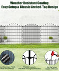 No Dig 10 Panel Decorative Garden Fence Set, Rustproof Iron Wire Panels displayed outdoors on grass field with arched top design