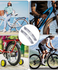 4 Pack Bike Wheel Reflectors Set for Night Riding, Plastic Spoke Reflectors for Road and Mountain Bikes shown on various bikes