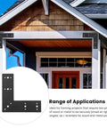L Shape Corner Bracket Mending Plate Right Angle Built To Last Heavy Duty Black Powder Coated Carbon Steel on house frame