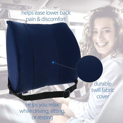Premium Ergonomic Lumbar Support Cushion For Office Chair And Car Seats Provides Superior Lower Back Pain Relief with adjustable strap.