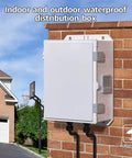 Rugged Outdoor Electrical Junction Box with Waterproof ABS Enclosure mounted on brick wall, showcasing weatherproof design.