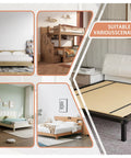Foldable Twin Bunkie Board And Low Profile Box Spring Keep Your Mattress Firm With This Rock Solid Support Frame displayed in various bed setups.