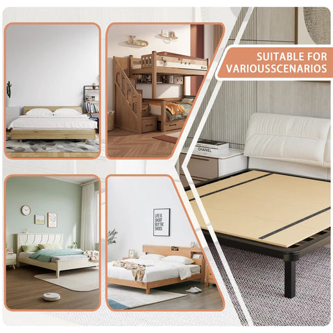 Foldable Twin Bunkie Board And Low Profile Box Spring Keep Your Mattress Firm With This Rock Solid Support Frame displayed in various bed setups.
