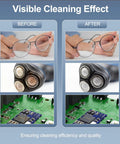 Before and after cleaning effects on glasses, razor heads, and a circuit board using Ultrasonic Cleaner 3.2L 120W Dope Cleaning Power 40kHz With Heater Timer Degassing 110V Digital Dial For Jewelry Dentures Dental Parts Glasses Oral Irrigator Parts