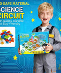Child holding Hands On STEM Circuit Kit For Kids With 168 Projects And 37 Circuit Parts Electronics Building Blocks