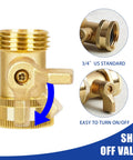 Two Pack Heavy Duty Brass Hose Nozzles With Two Shutoff Valves High Pressure Jet Nozzles Three Quarter Inch GHT Fittings