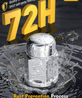 M12x1.5 Lug Nuts Replacement Set splash test with chrome finish showing rust prevention and quality control features